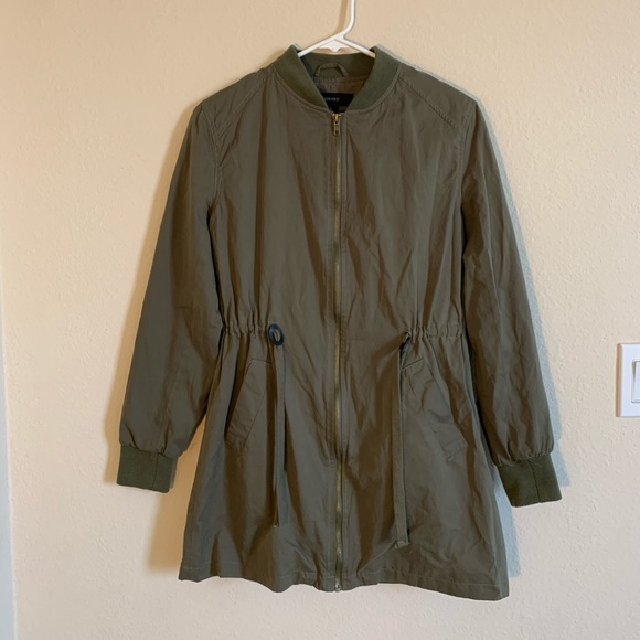 Forever 21 olive green zip-up jacket - Picture 2 of 4